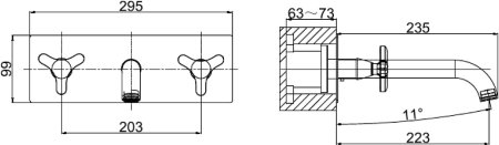 Смеситель D&K Hessen Goethe DA1384441 С ВНУТРЕННЕЙ ЧАСТЬЮ, для раковины 