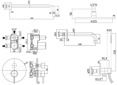 Душевая система Paffoni Light KITLIG019NO141 Черная матовая 