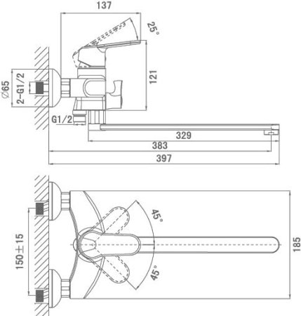Смеситель D&K Nurnberg Bayern DA1143301 универсальный 