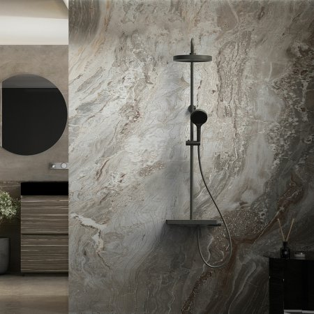 Душевая система Vincea Inspire VSFS-3I12TMB с термостатом Черная матовая 