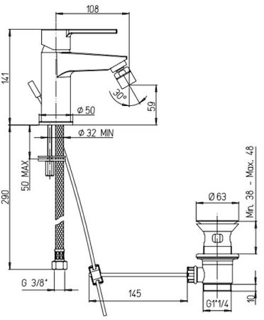 Смеситель для биде Paini Le Mans 90CR3062SKM Хром 