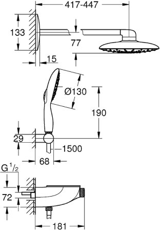 Душевая система Grohe Rainshower System 26446000 с термостатом Хром 