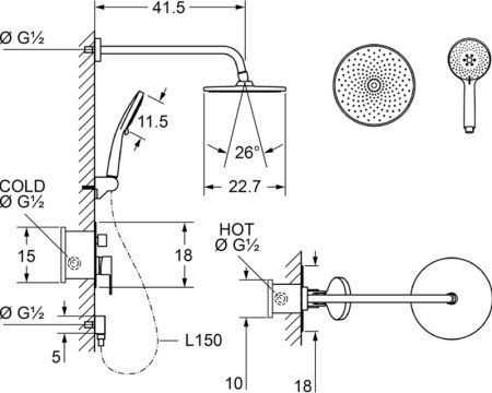 Душевая система Laguraty 2159 Хром 