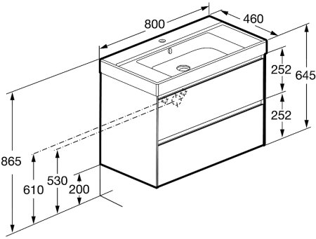 Тумба под раковину Roca Ona 80 A857630512 подвесная Светлый дуб 