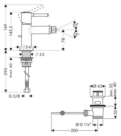 Смеситель Hansgrohe Talis Classic 14120000 для биде 