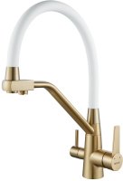Смеситель для кухни с подключением фильтра Shevanik S968G, золотой сатин