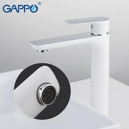 Смеситель для раковины Gappo G1048-2 Белый Хром 
