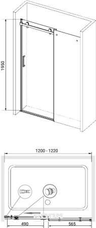 Душевая дверь в нишу RGW Tornado TO-14B 120х195 профиль черный 