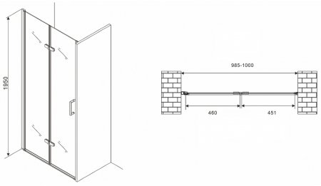 Душевая дверь Abber Zart 100 AG08100P профиль Хром стекло прозрачное 