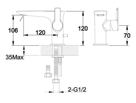 Смеситель Orans K-1076 для раковины хром/белый 