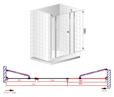 Душевая дверь в нишу Cezares Elena B13 40/60/40 P Cr L 