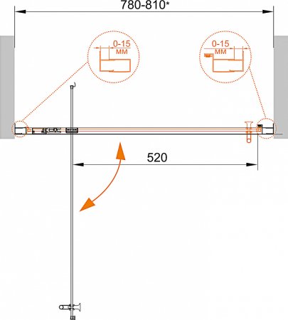 Душевая дверь в нишу Cezares Eco BA-1-80-C-Cr стекло прозрачное 