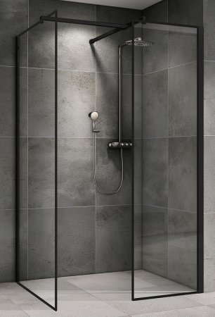 Душевая перегородка Abber Immer Offen 120 AG67128B профиль Черный стекло прозрачное 