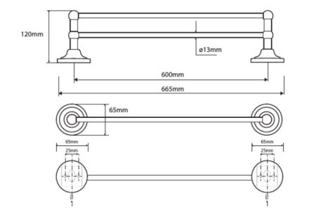 Полотенцедержатель Bemeta Retro 144304052 двойной, хром 
