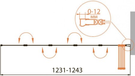 Шторка на ванну Cezares Relax V-5-120/140-P-Bi-R стекло punto 