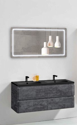 Мебель для ванной Vincea Alba 1200 подвесная, 4 ящика, Stone (черная раковина) 