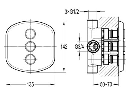 Переключатель потоков Cezares Globo GLOBO-F-DEV3-B-01 3-х позиционный 
