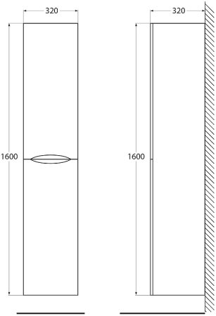 Шкаф пенал BelBagno 32 ACQUA-1600-2A-SC-RR-P подвесной Rovere Rustico 