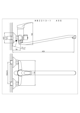 Смеситель однорычажный для ванны длинный излив HAIBA HB2213-1 матовый 