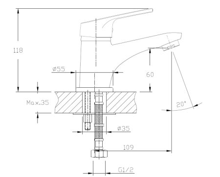 Смеситель однорычажный для раковины HAIBA HB1016 хром 