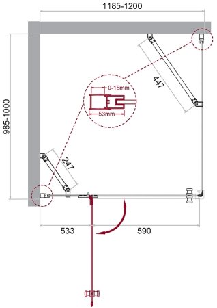 Душевой уголок BelBagno Kraft 120х100 KRAFT-AH-12-120/100-C-Cr-L профиль Хром стекло прозрачное 