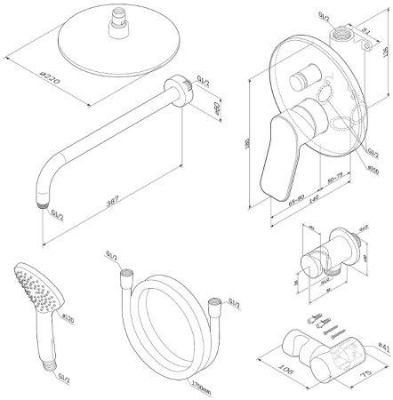 Душевая система AM.PM X-Joy FB85A1RH22 Черная 