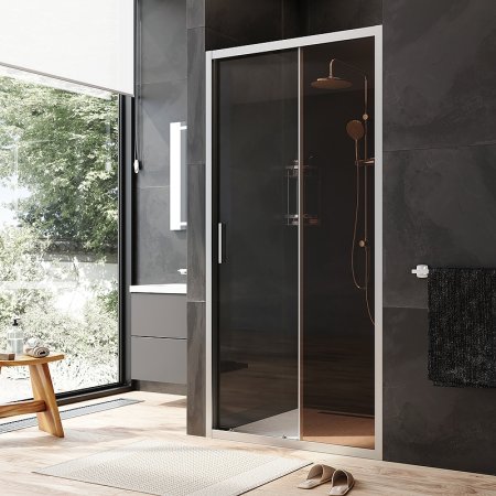 Душевая дверь AM.PM Gem Solo 110 W90G-110-1-195MBr профиль Хром матовый стекло бронзовое-прозрачное 