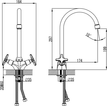 Смеситель для кухни Kaiser Crystal 28133 Хром 