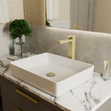 Смеситель для раковины DK высокий матовое золото Bayern.Liszt (DA1512007) 