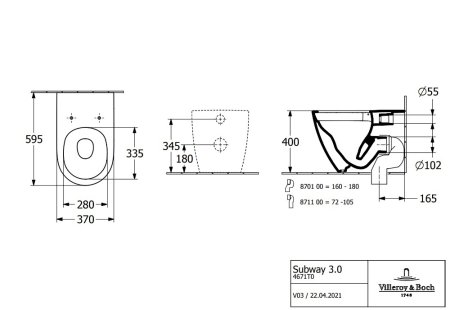 Унитаз напольный Villeroy & Boch Subway 3.0 4671T0T2 