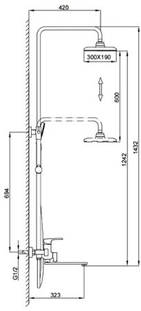 Душевая система Frap H71-6 F2471-6 Черная матовая 