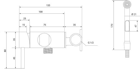 Смеситель Славен с гигиеническим душем Город Д (СЛ-ОД-Д52) 