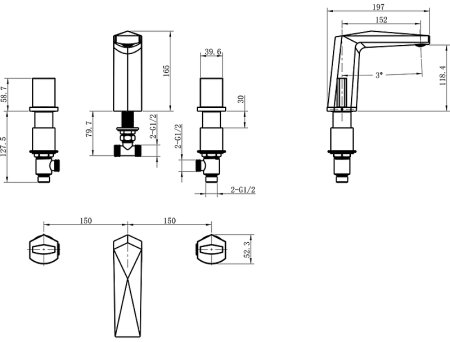Смеситель для раковины Boheme Venturo 150-GM-ICE Антрацит матовый 