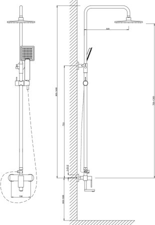 Душевая система со смесителем VODA (VST115) 