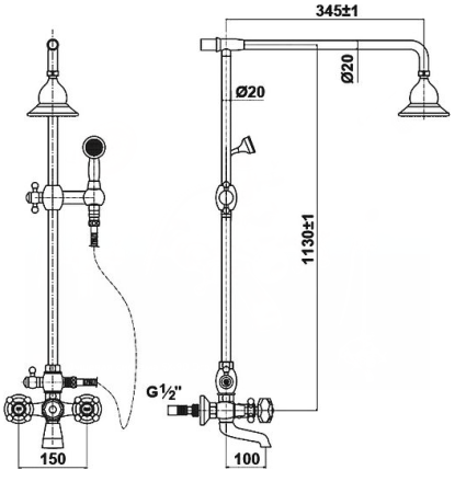 Душевая система Timo Nelson SX-90 Orb регулируемая по высоте бронза 