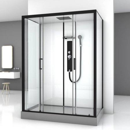 Душевая кабина Black&White Galaxy 8010000 с гидромассажем профиль Черный задняя стенка Белая 