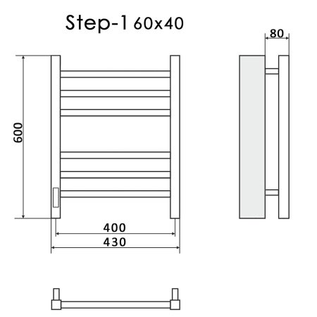 Полотенцесушитель электрический Ника Step-1 60х40 левый тэн 