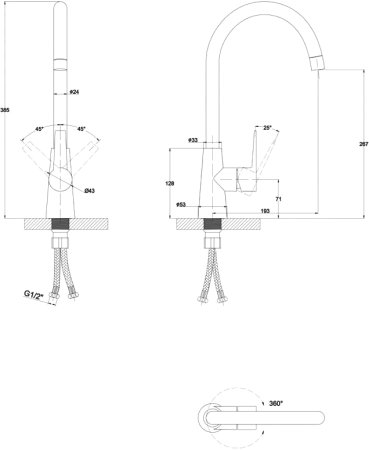 Смеситель Paulmark Holstein Ho212065-NI для кухонной мойки 