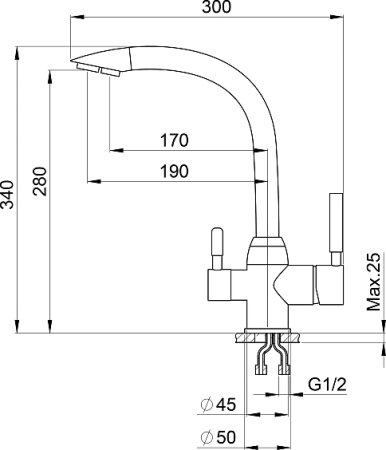 Смеситель Granula GR-2167 для кухонной мойки, алюминиум 
