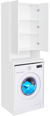 Шкаф пенал Aquaton Лондри 60 1A260503LH010 над стиральной машиной Белый глянец 