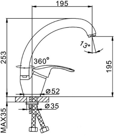 Смеситель для кухни Frap H21-5 F4121-5 Сатин 