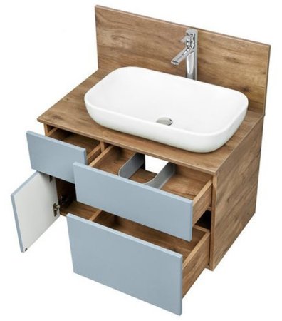 Тумба под раковину Aquaton Мишель 80 1A256801MIX30 подвесная Дуб рустикальный Фьорд 