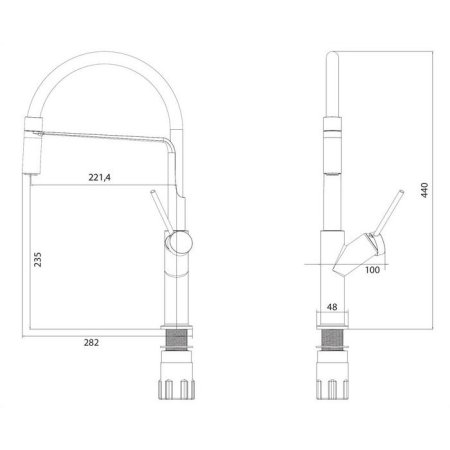 Смеситель Omnires Vita VI6350BLBL для кухни гибкий излив, черный 