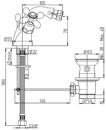 Смеситель для биде Paini Liberty 17F3327KM Старая бронза 