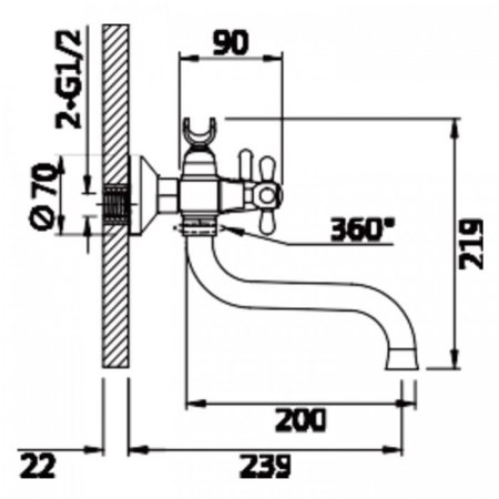 Cмеситель для ванны ViEiR V120131 Хром 