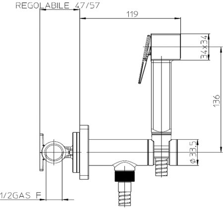 Гигиенический душ со смесителем Bossini Cube Brass E38001B.083 Черный хром 