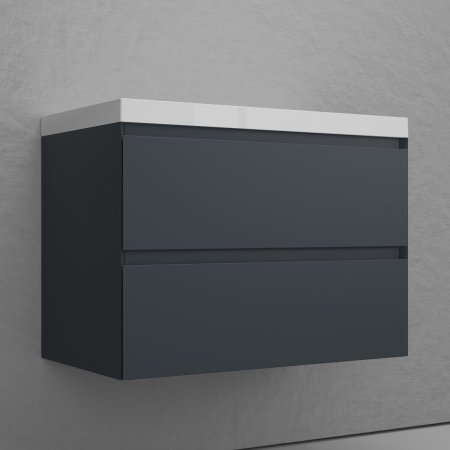 Тумба подвесная Style Line "Манхэттен 80" ЭМАЛЬ под ASTI 80 2 ящика PLUS графит 