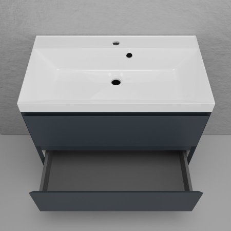 Тумба подвесная Style Line "Манхэттен 80" ЭМАЛЬ под ASTI 80 2 ящика PLUS графит 