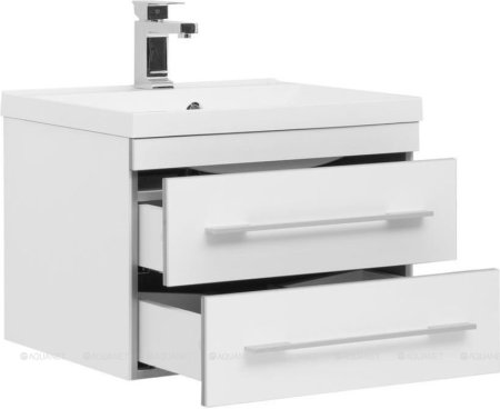 Тумба с раковиной Aquanet Верон 58 белый (подвесная 2 ящика) 