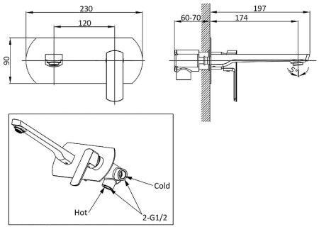 Смеситель для раковины Vincea Next VBFW-1N1CH Хром 